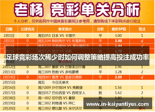 足球竞彩场次稀少时如何调整策略提高投注成功率
